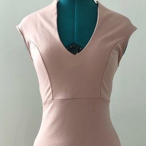 soft peach mid calf length dress